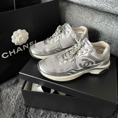 chanel silver sneakers